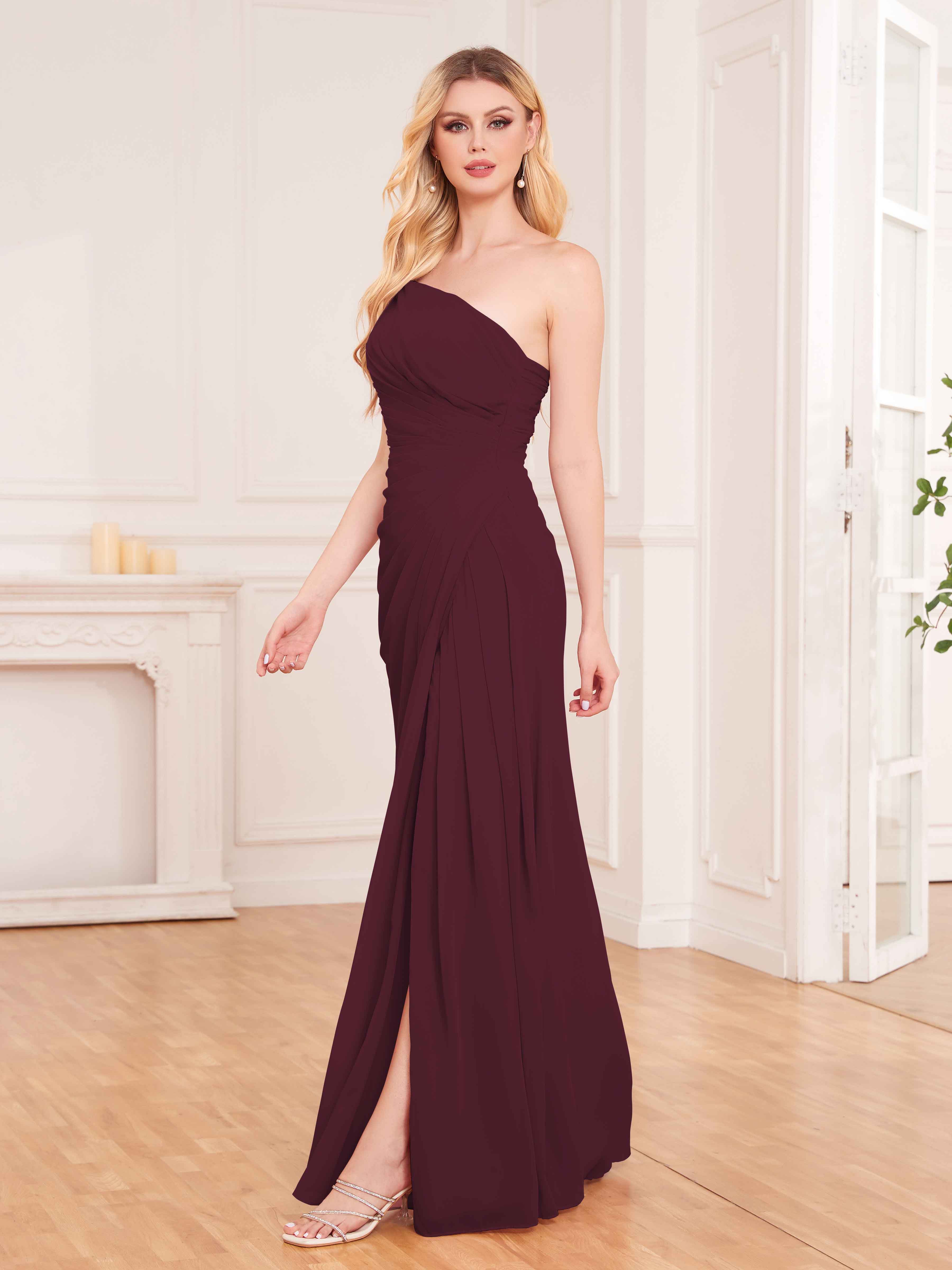 Amara Elegant One Shoulder Pleated Chiffon Bridesmaid Dresses