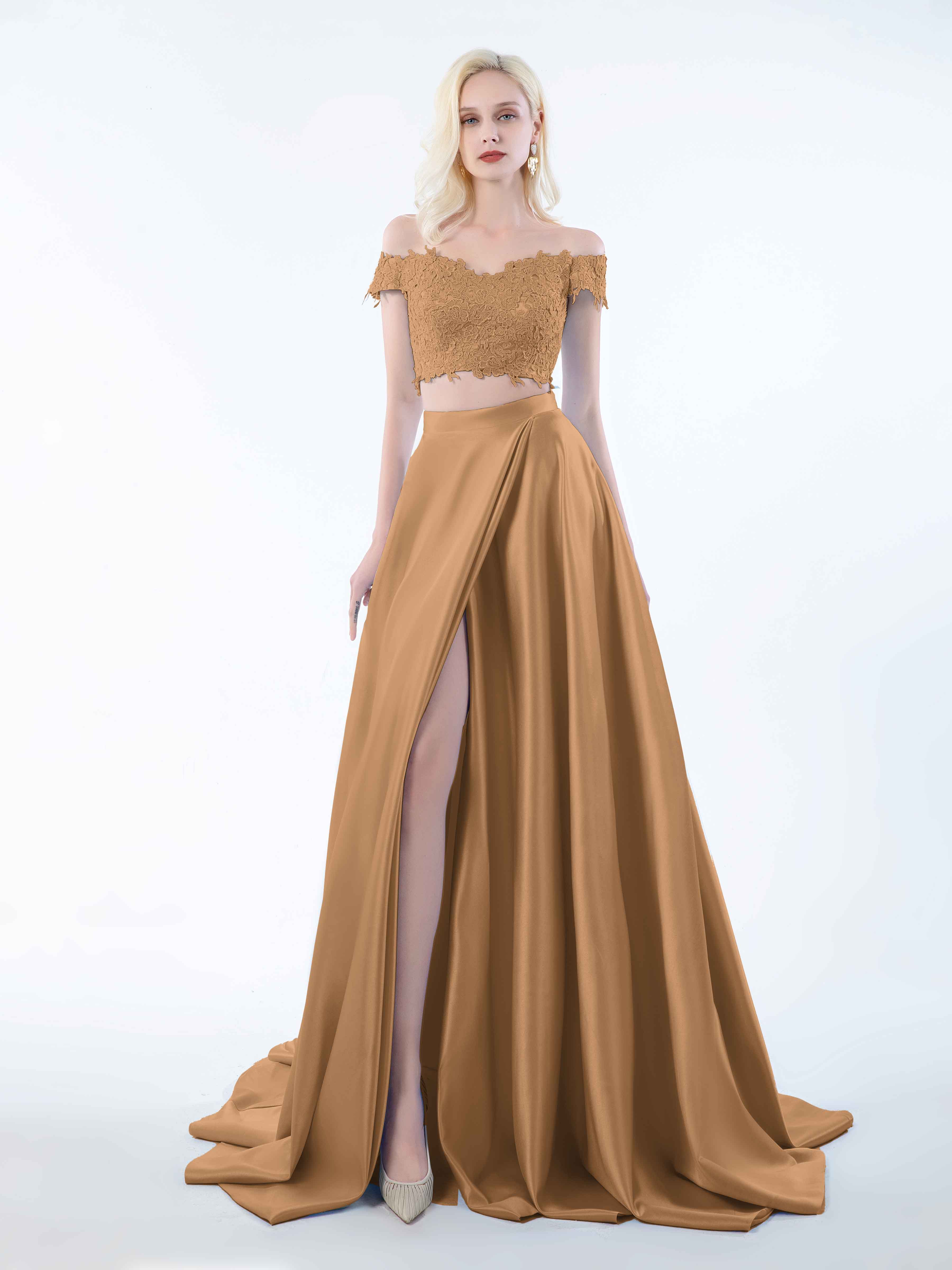 Anastasia gold deals lace formal dress