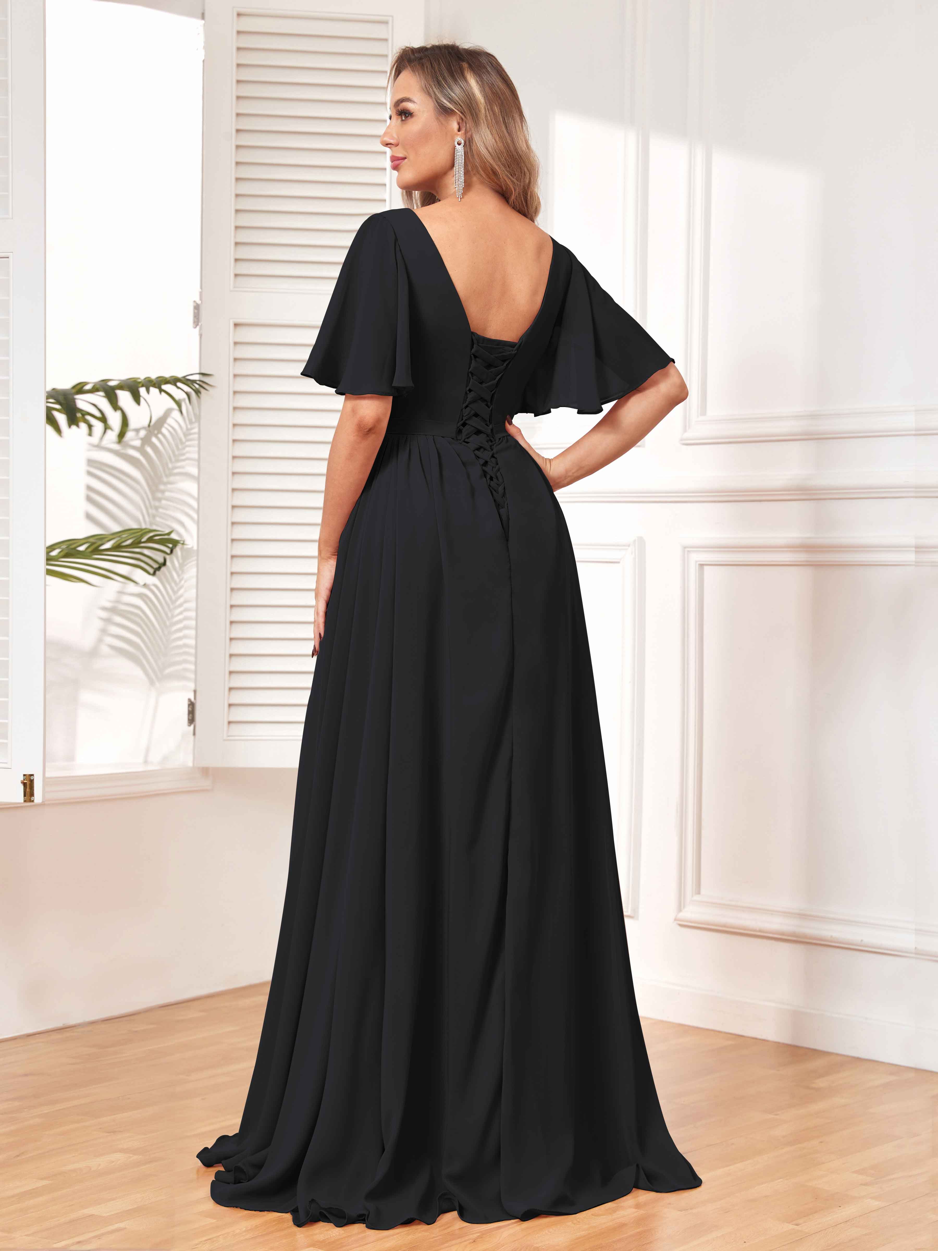 Aubrey Delicate Short Sleeves Chiffon Bridesmaid Dresses