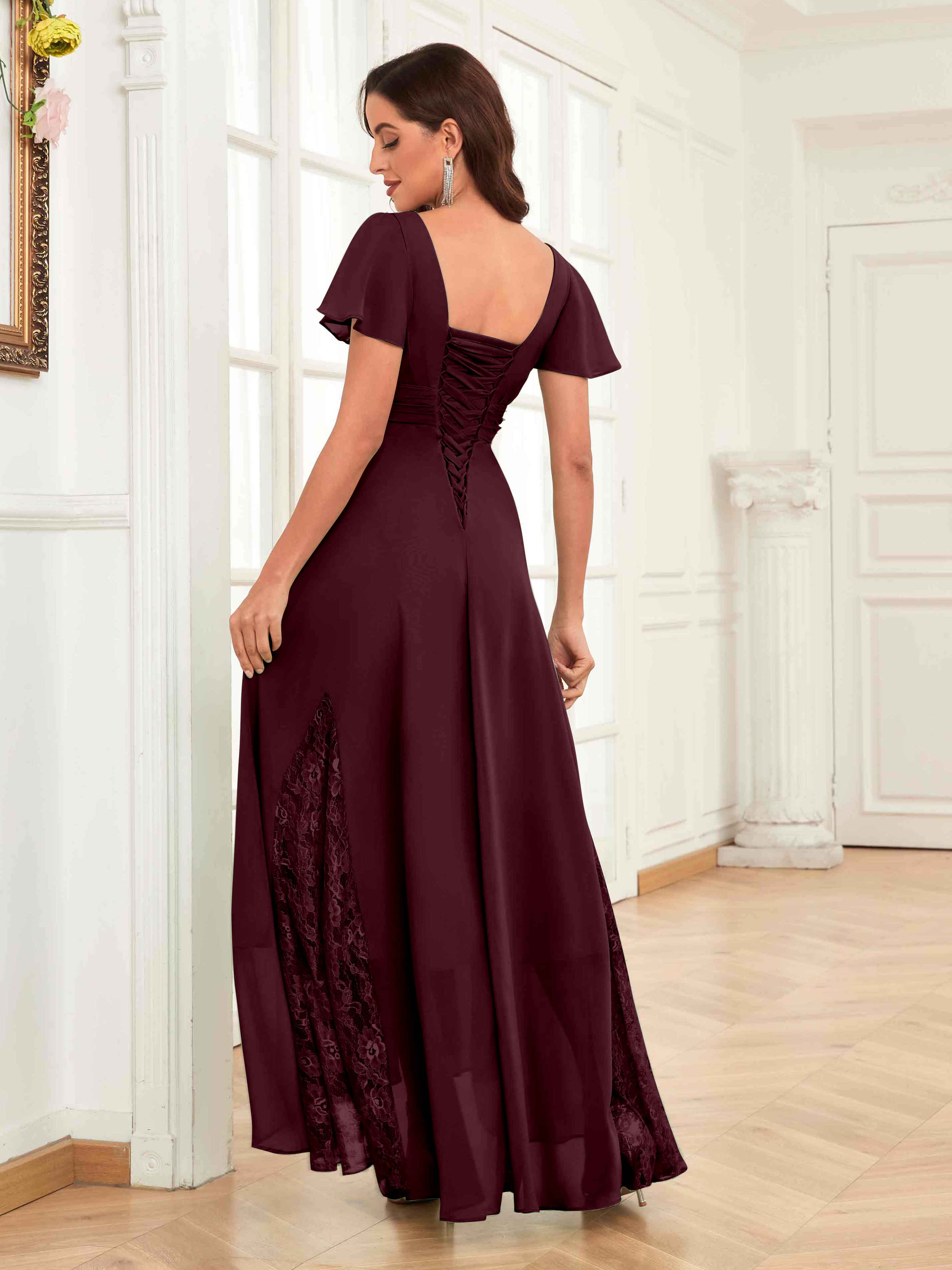 Maroon mother fashion of the bride dresses