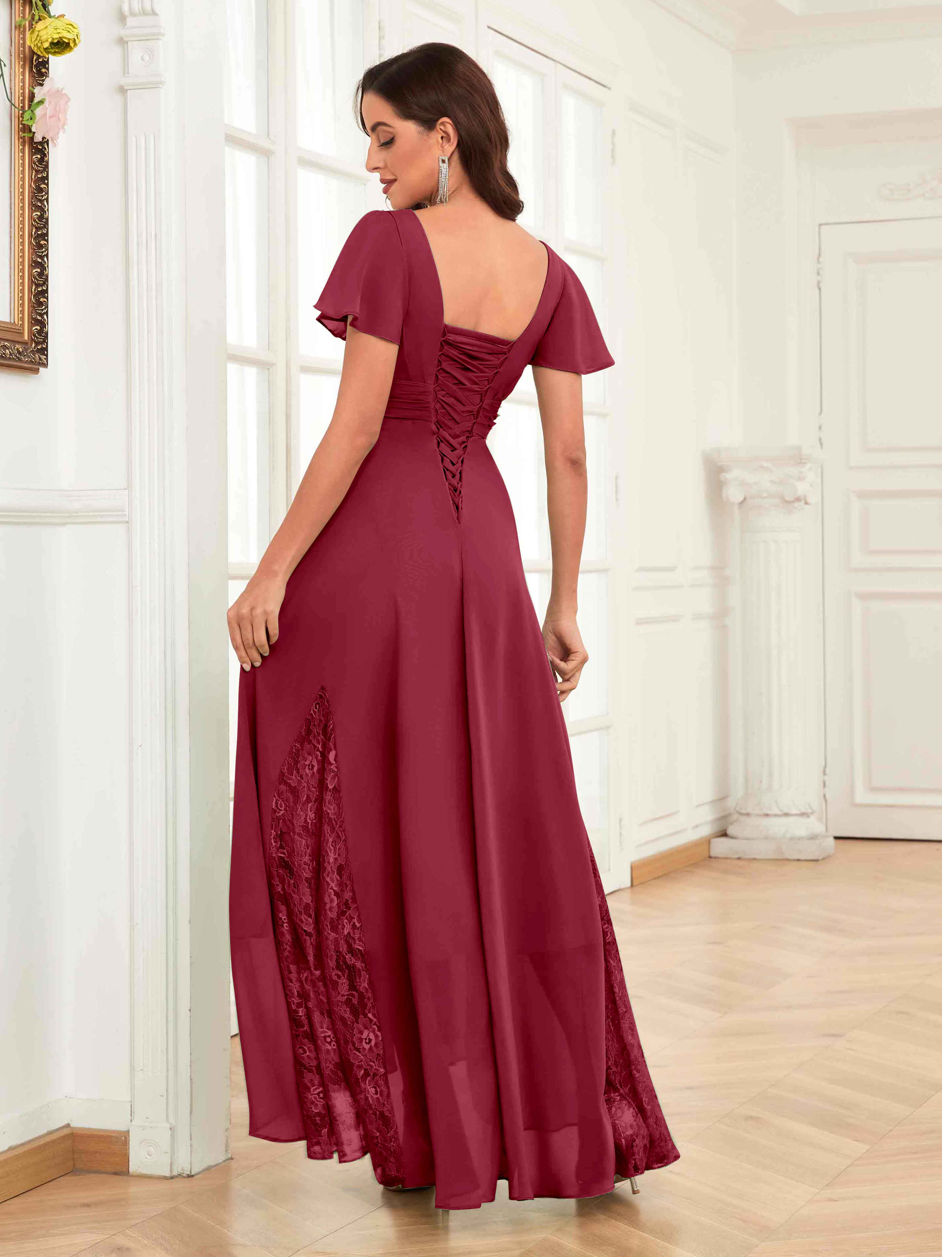 Burgundy mother of the bride dresses with sleeves best sale