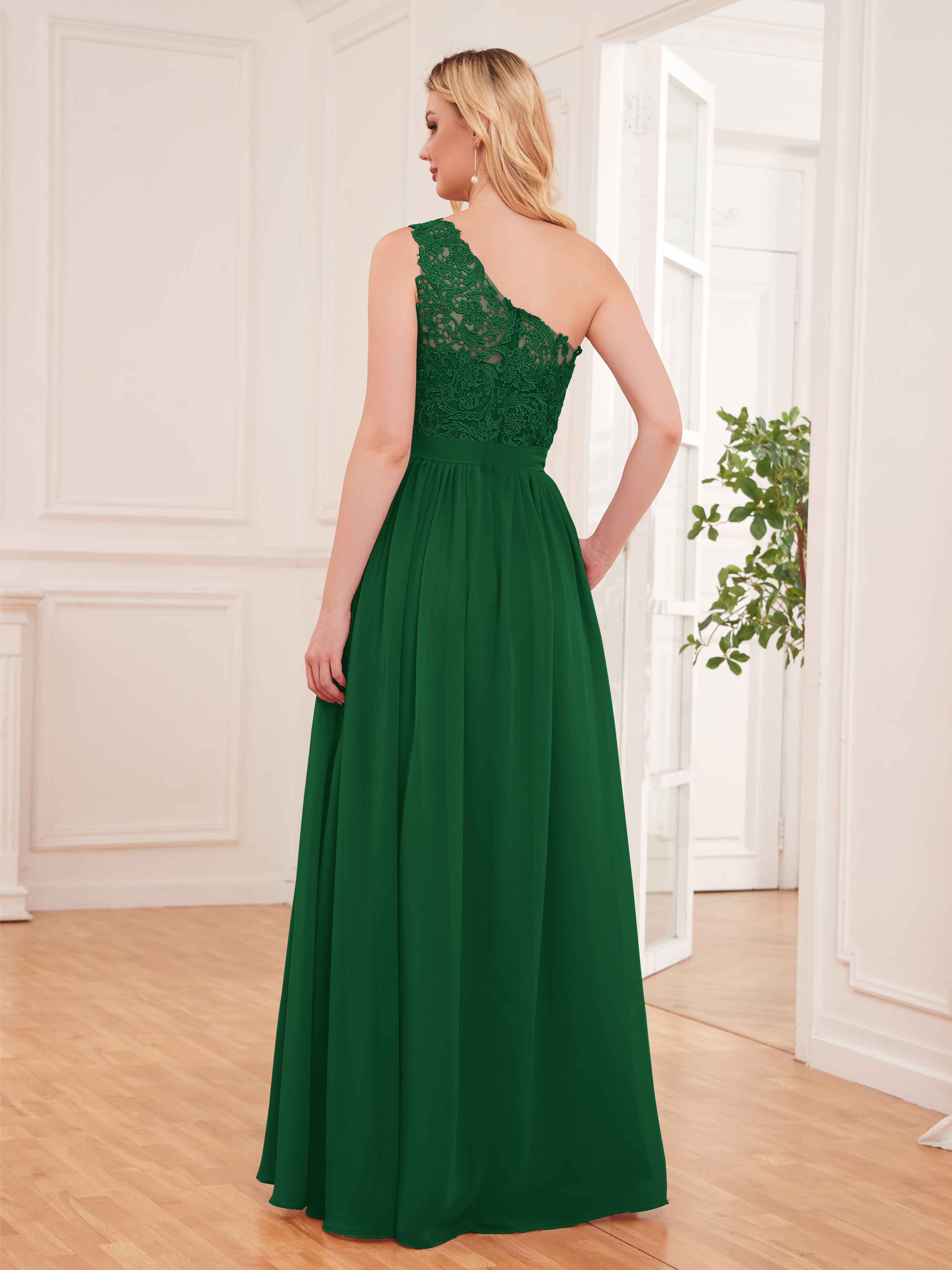 Lace one shoulder bridesmaid dress best sale