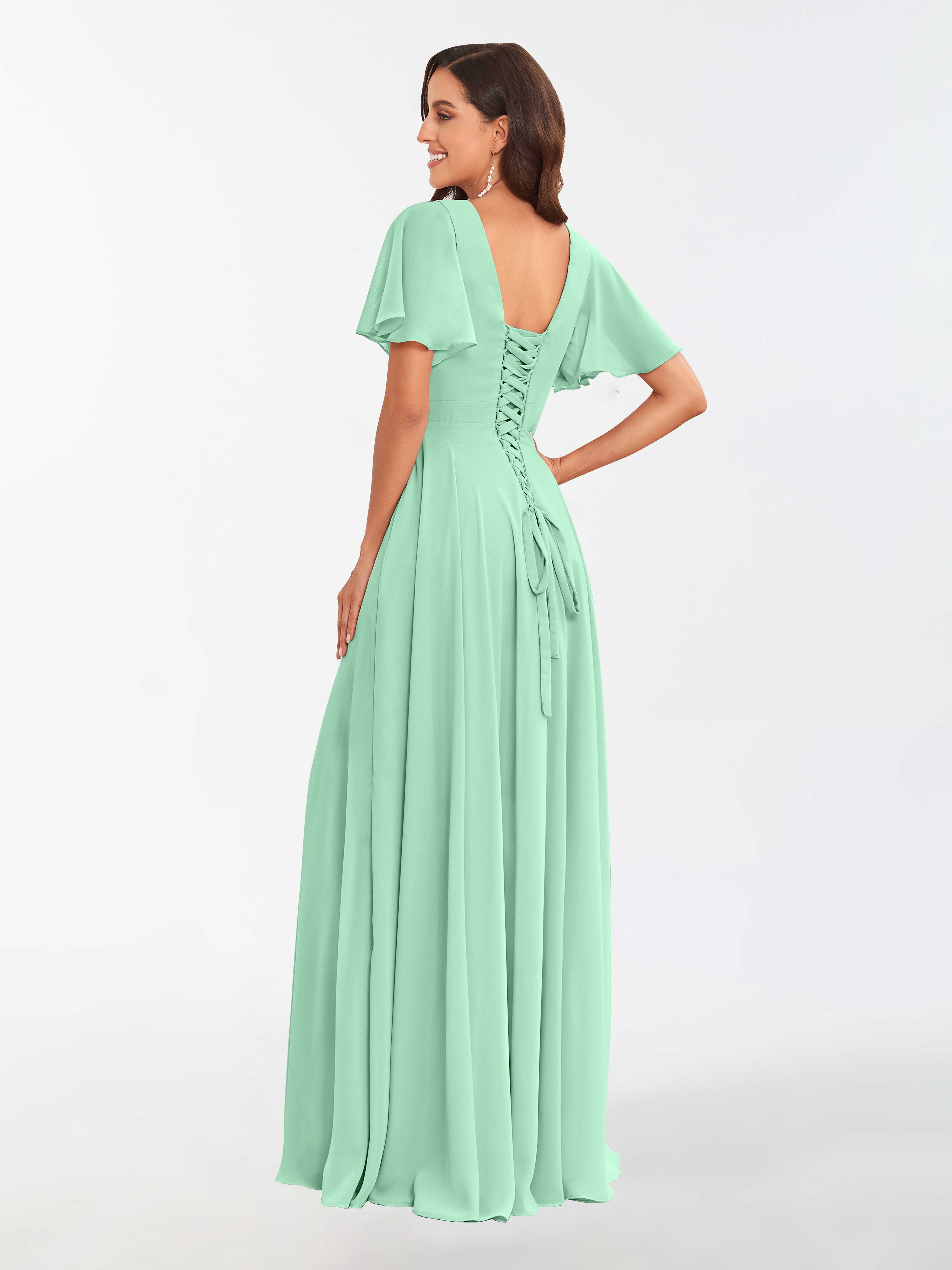 Modest mint 2024 green bridesmaid dresses