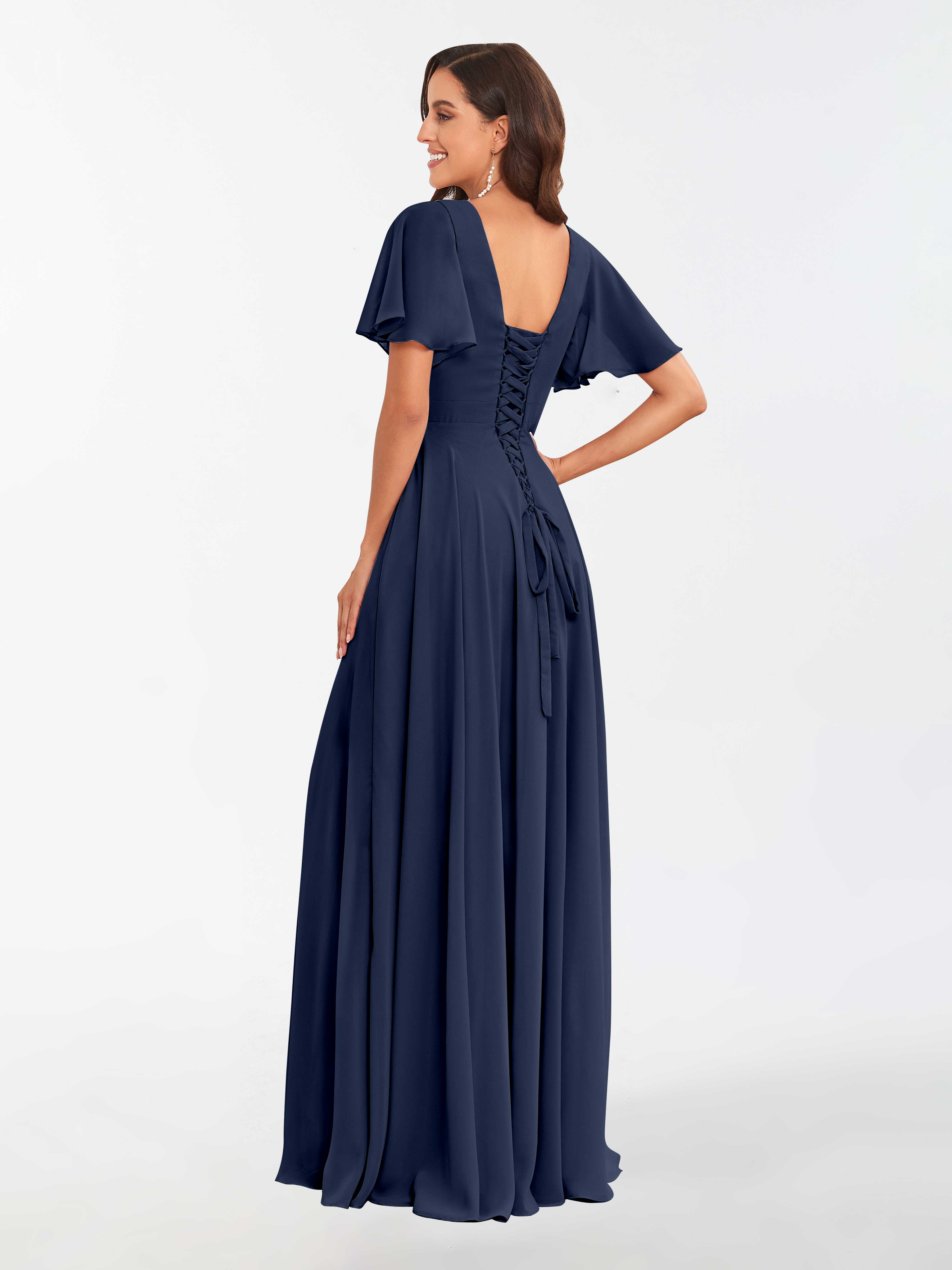 Modest navy blue bridesmaid hot sale dresses