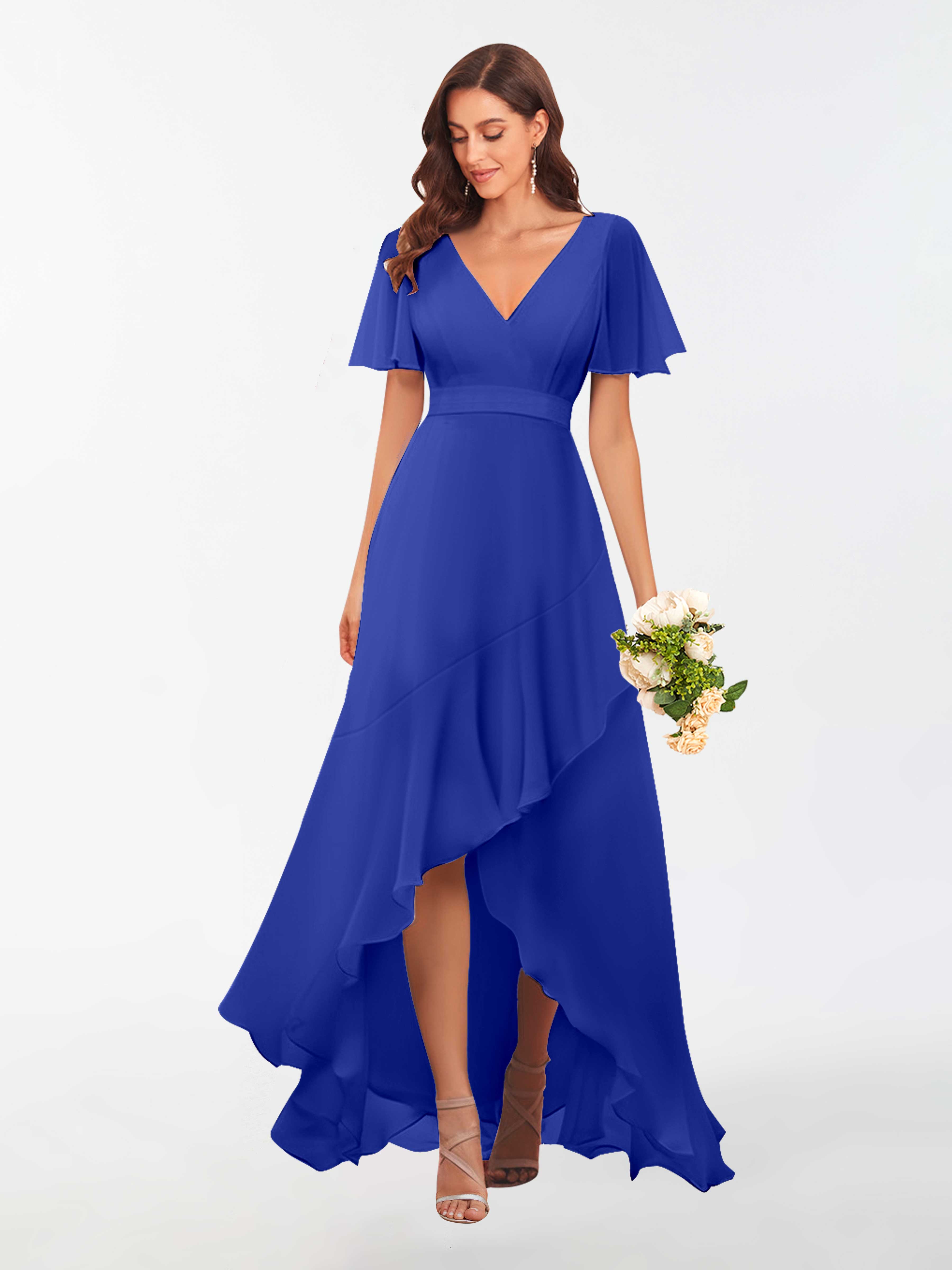 Short bridesmaid best sale dresses with sleeves