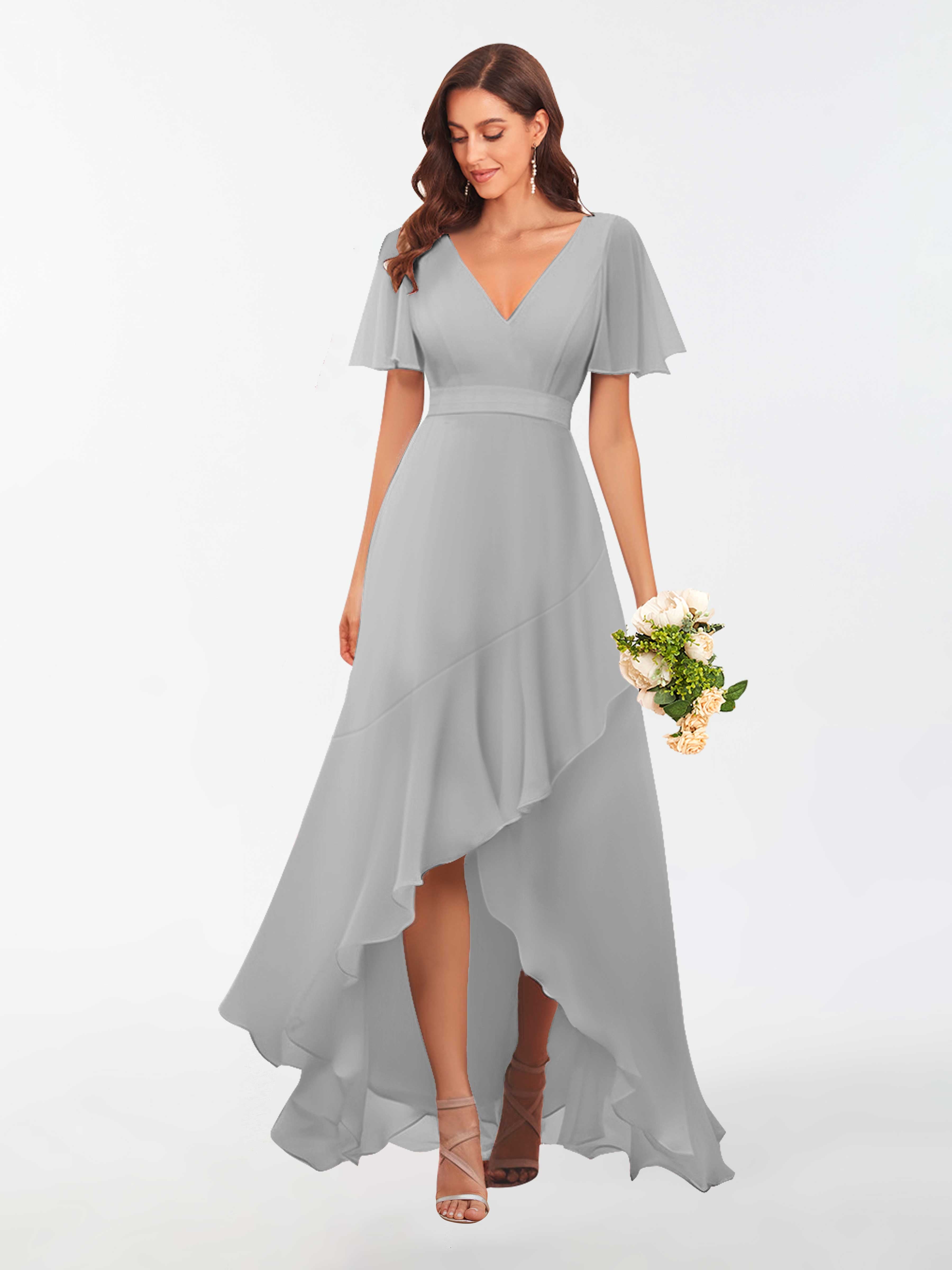 Modest silver bridesmaid clearance dresses