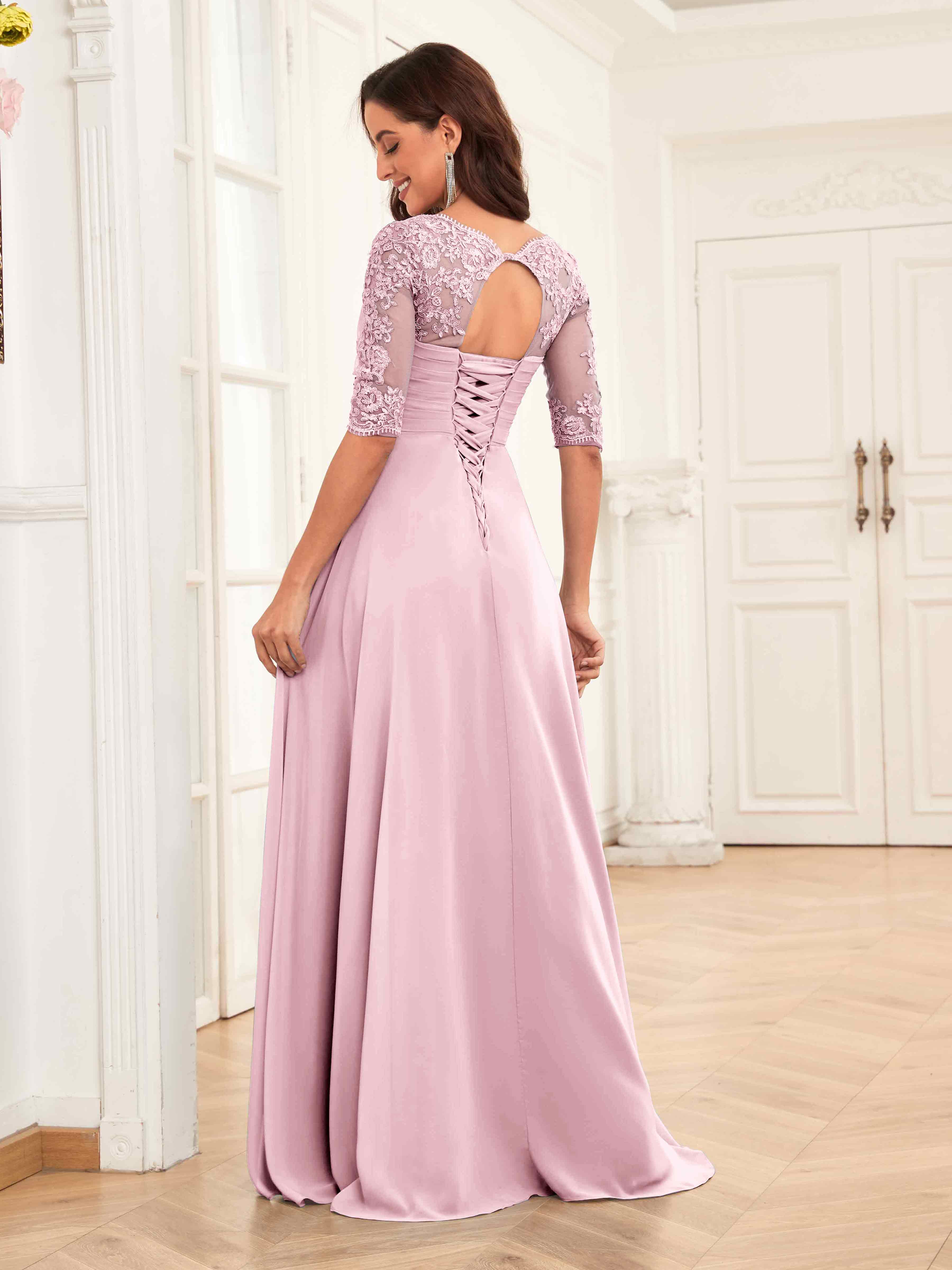 Pink mother of the bride dresses with sleeves online