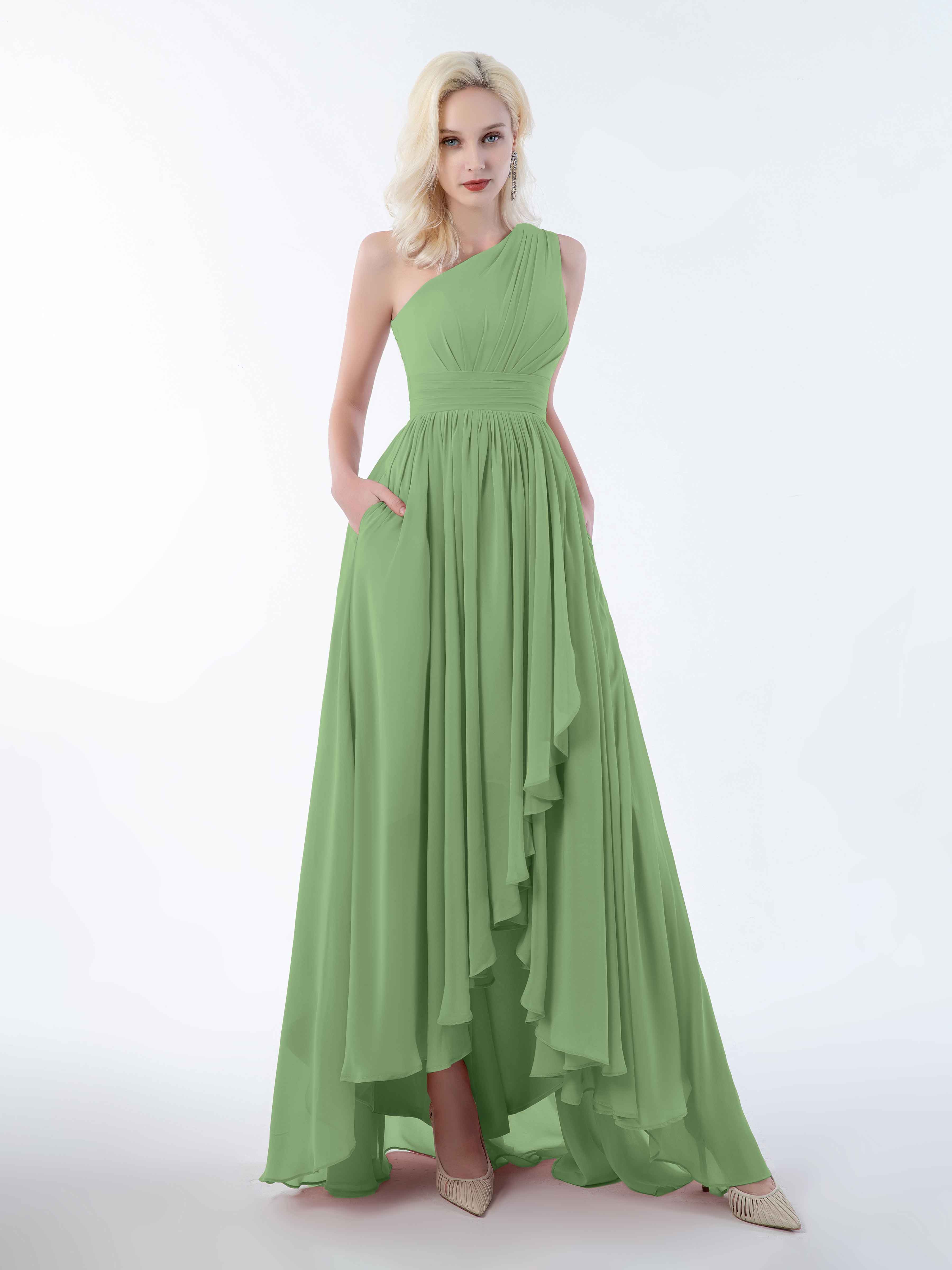 Emerson Flowing One Shoulder Ruched Chiffon Bridesmaid Dresses