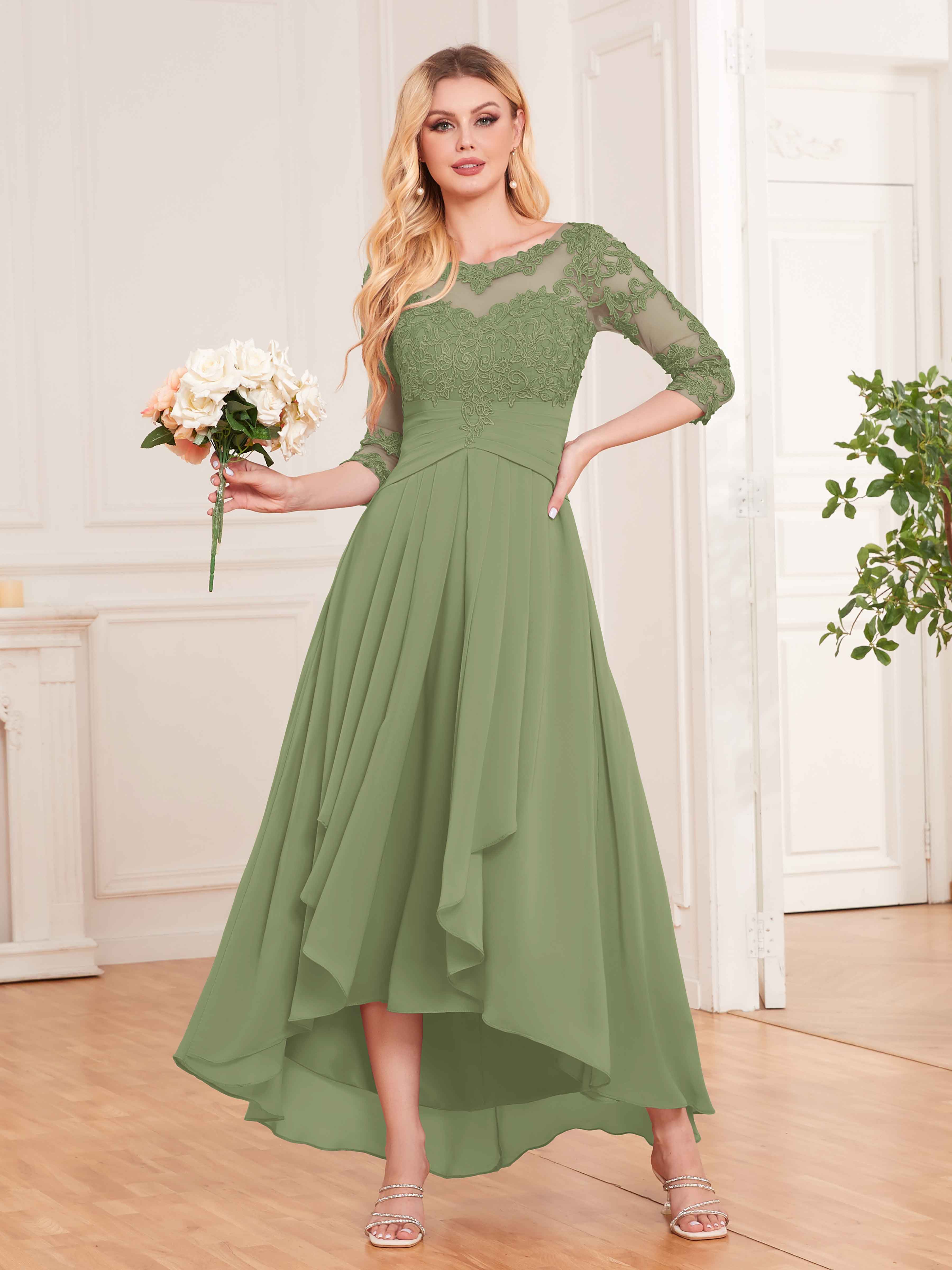 Olive green outlet lace bridesmaid dresses