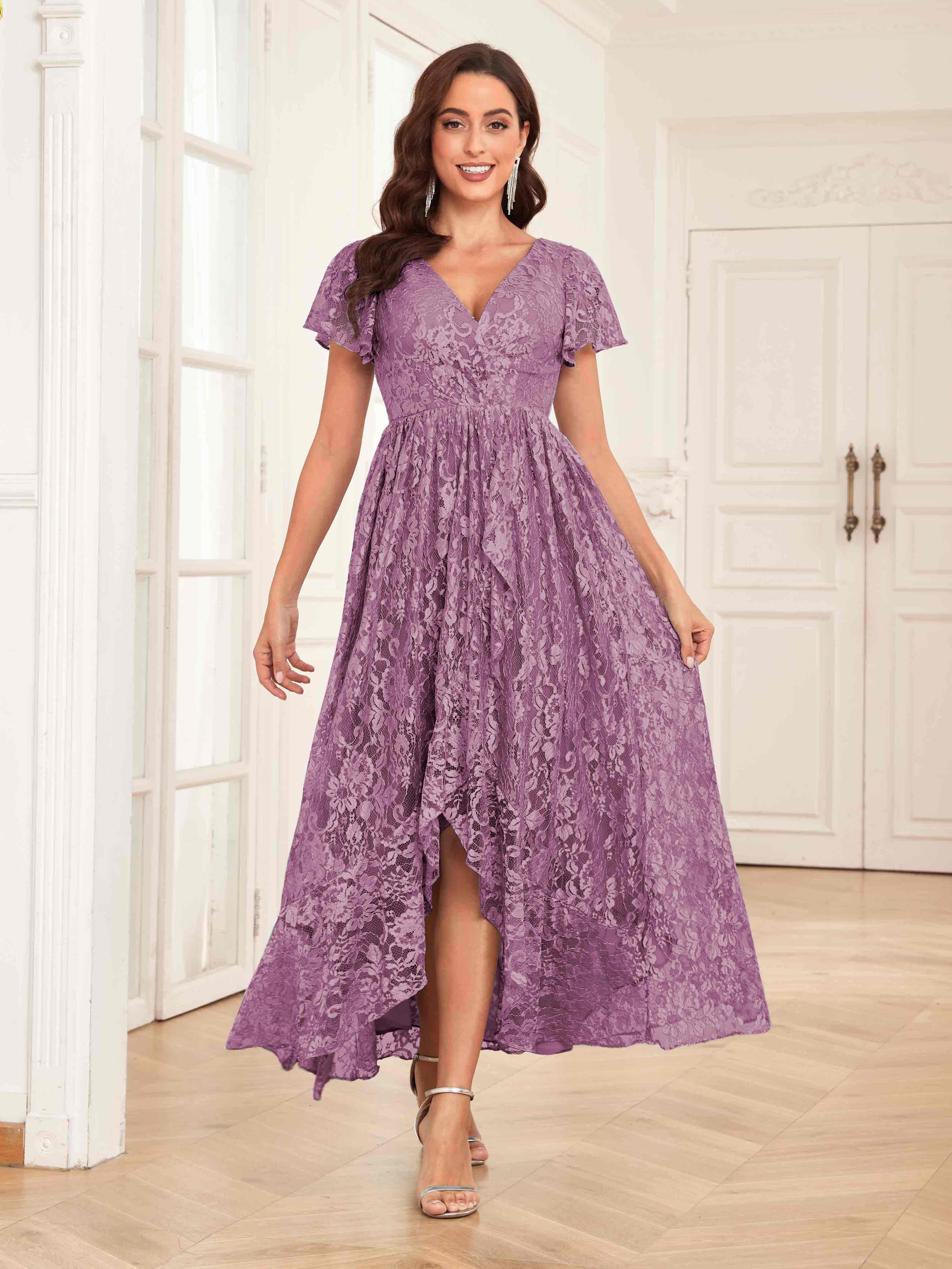 Dusty purple lace dress best sale