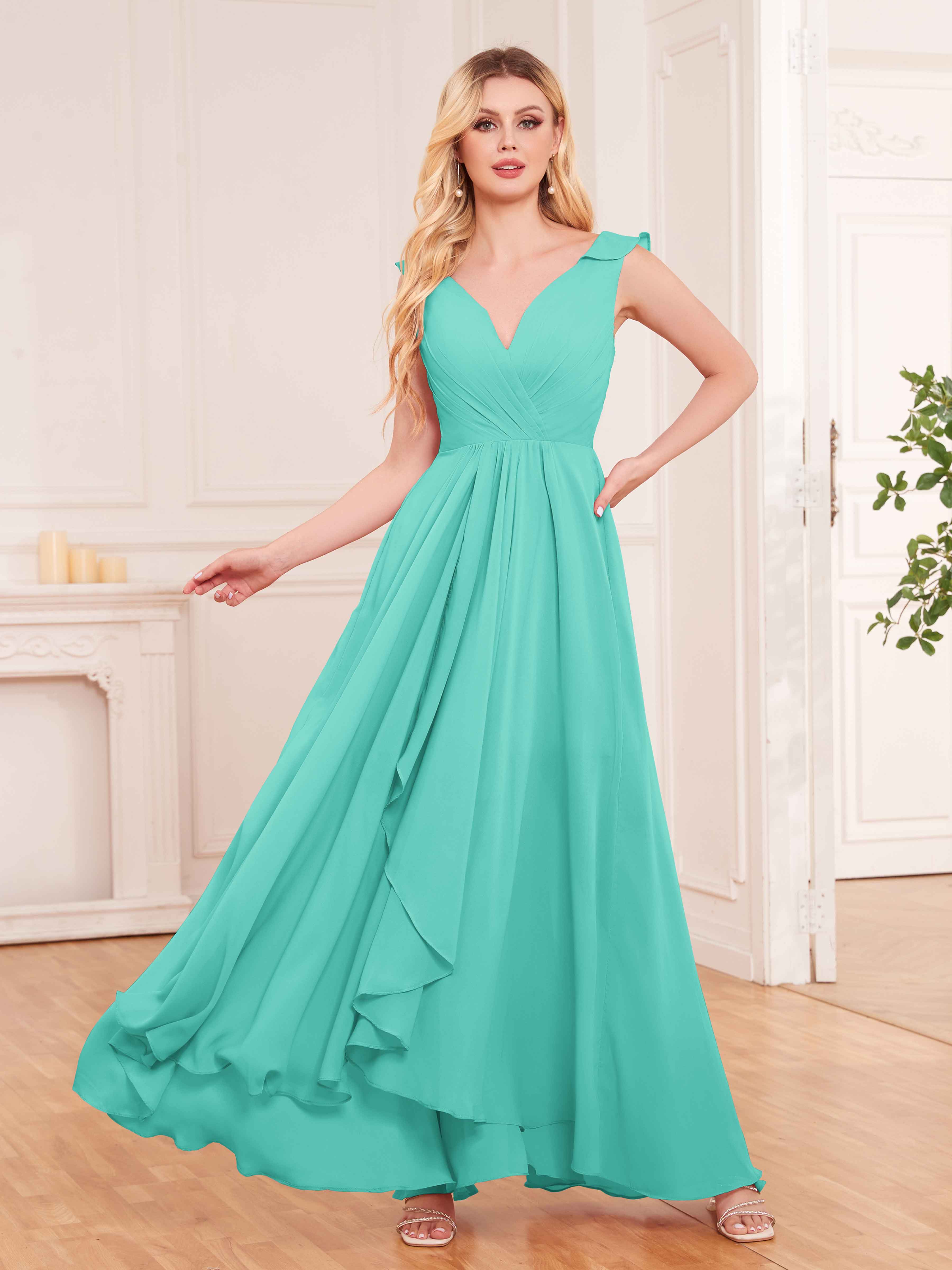 Turquoise green 2024 bridesmaid dresses