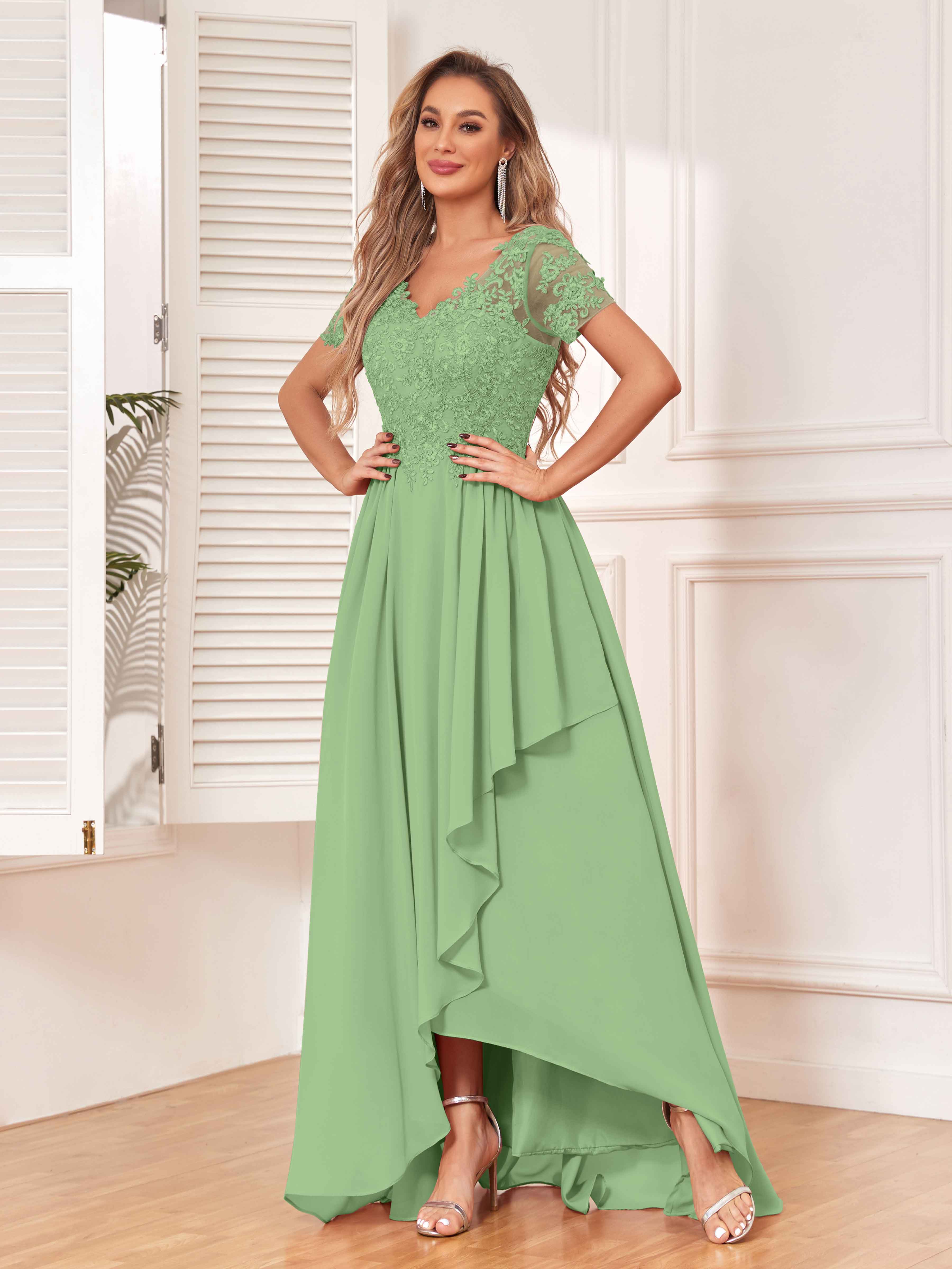 Asymmetrical bridesmaid outlet dresses