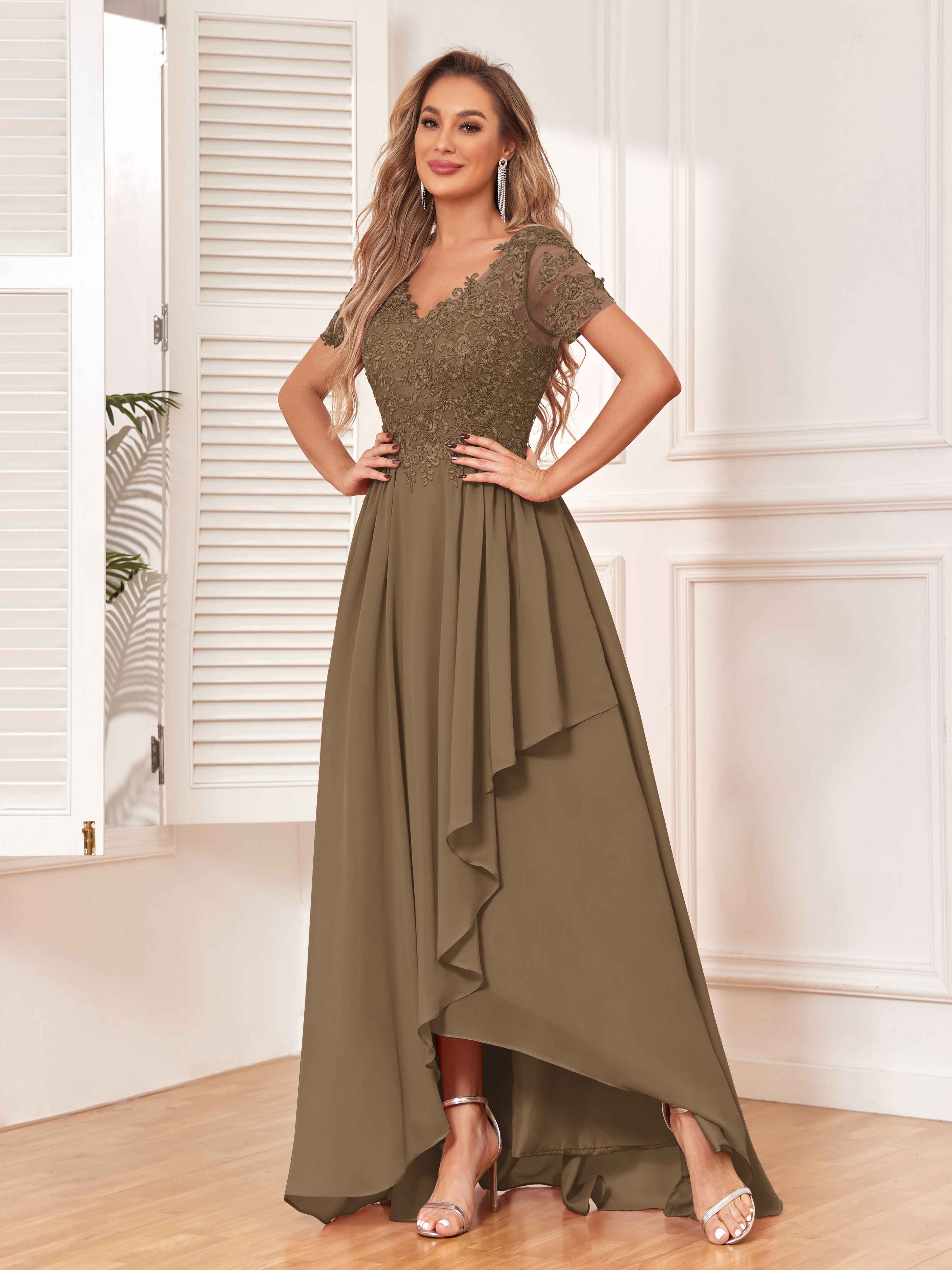 Olive green 2025 lace bridesmaid dresses