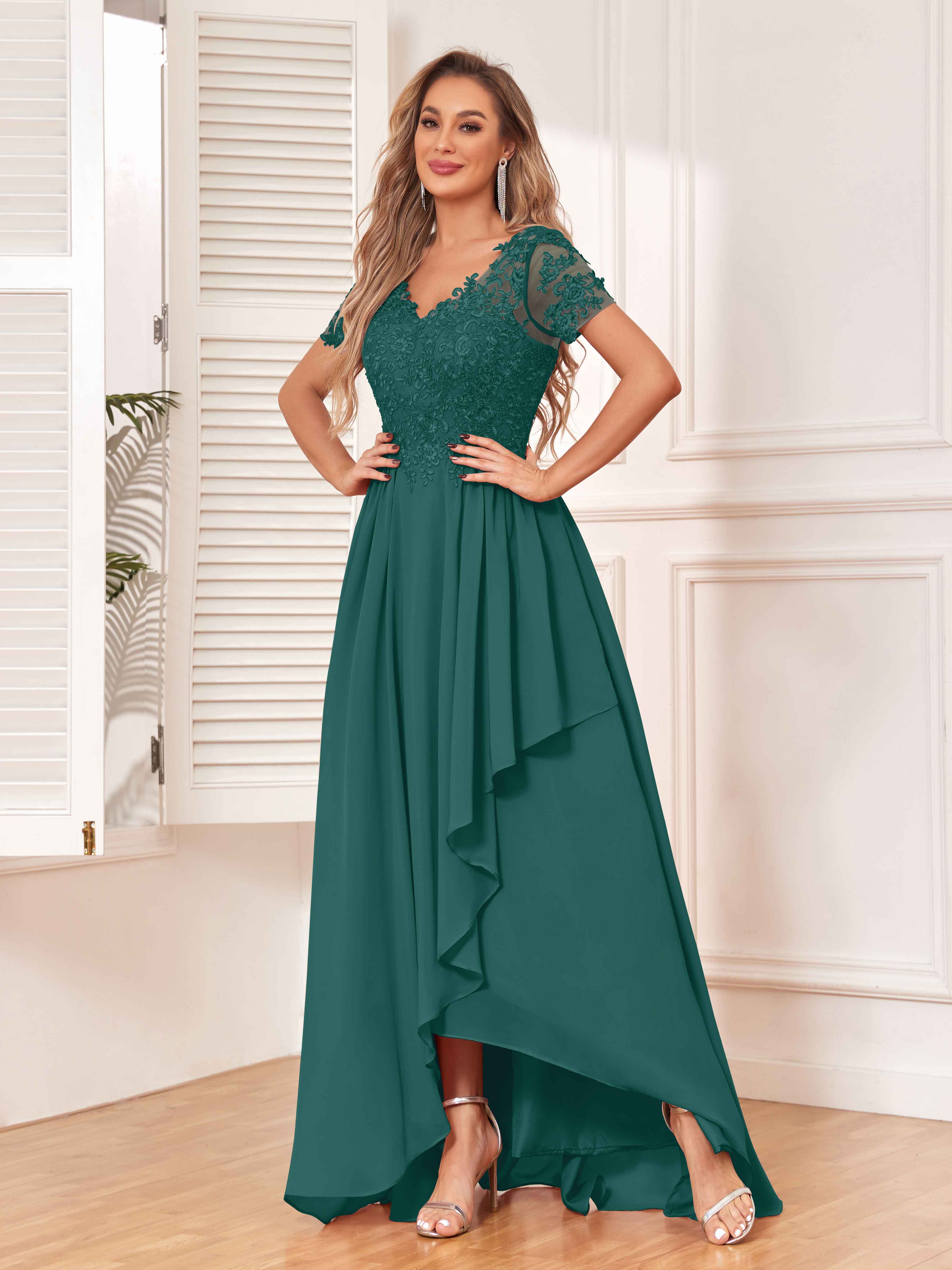 Lace teal hotsell bridesmaid dresses