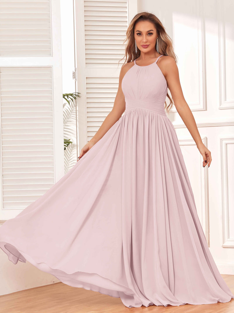 Enchanting V-neck satin silhouette with natural V-neck diagonal cut style, especially enchanting Bridesmaid Dresses main image 1