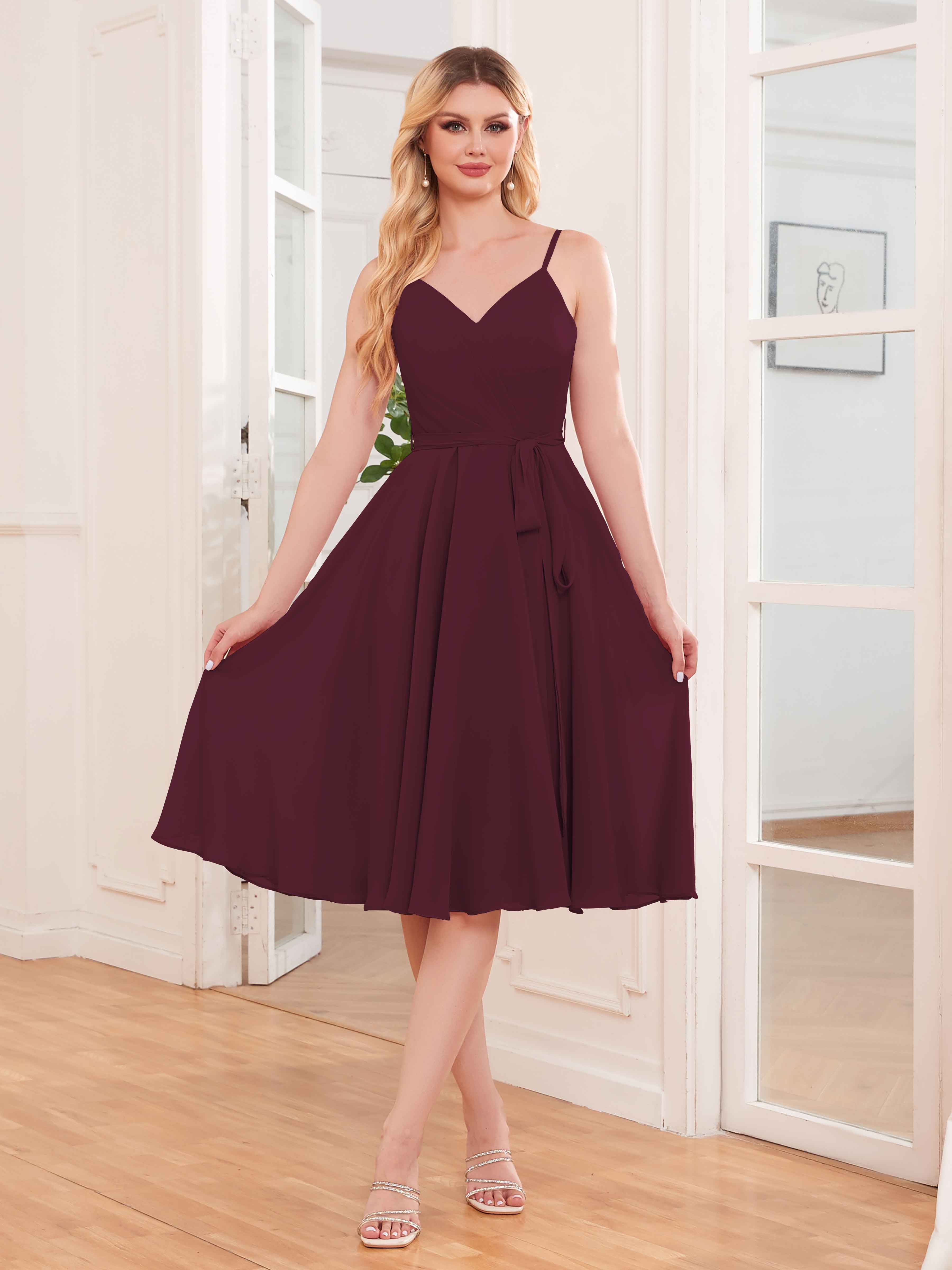 Short burgundy clearance bridesmaid dresses