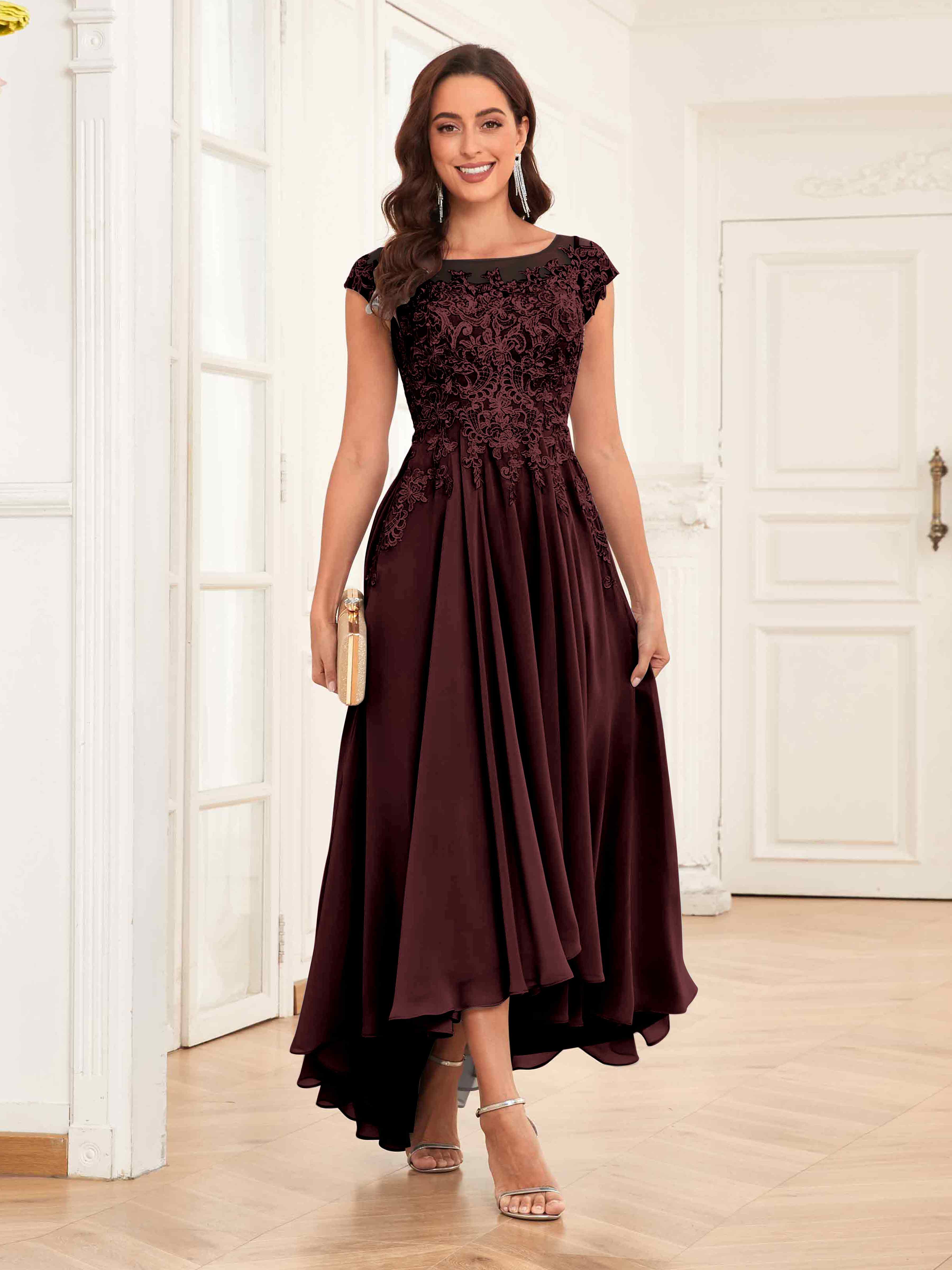 Miriam Stunning Appliques Maxi Chiffon Mother Of The Bride Dresses wit