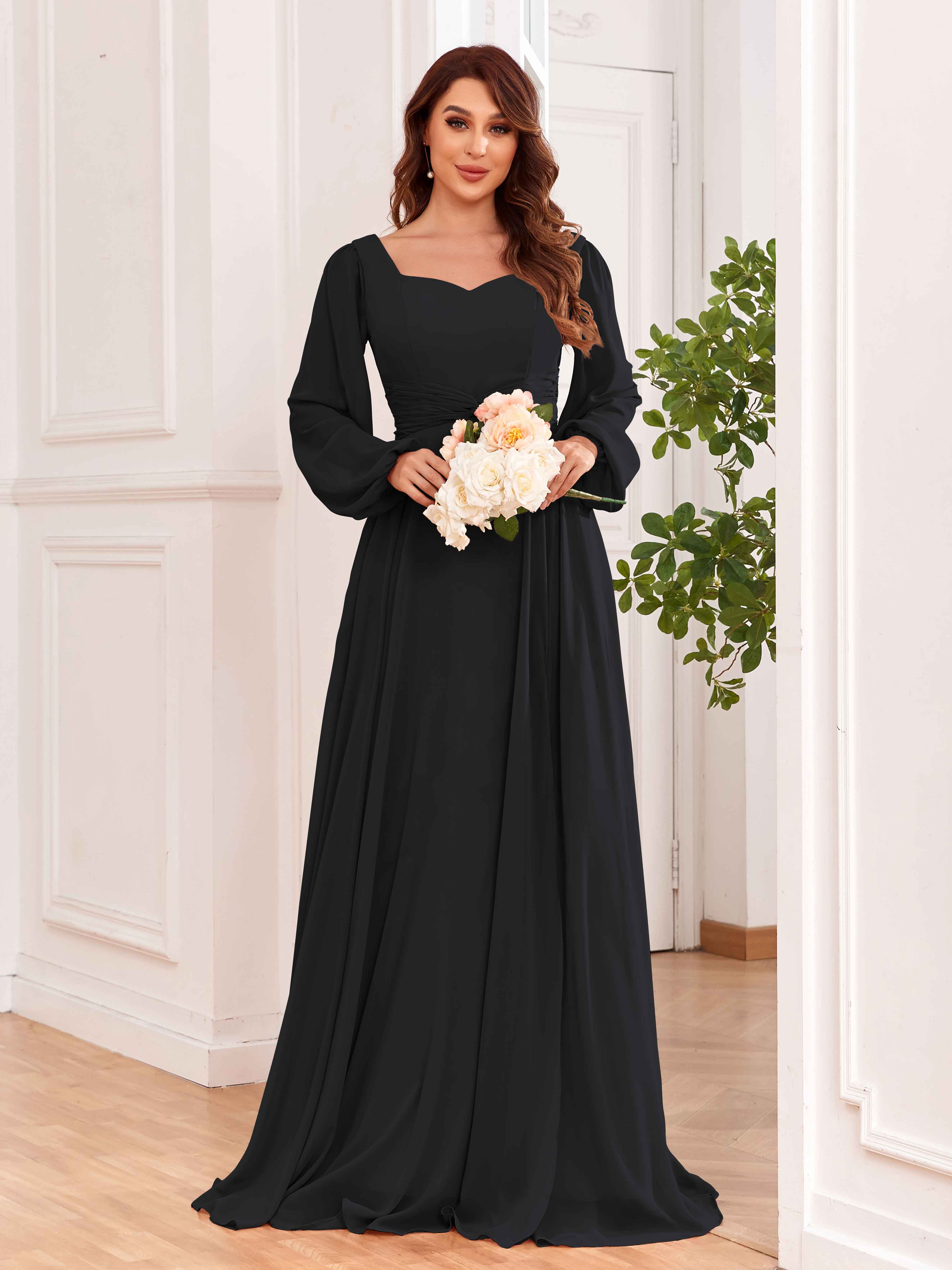 Black long sleeve bridesmaid dress online