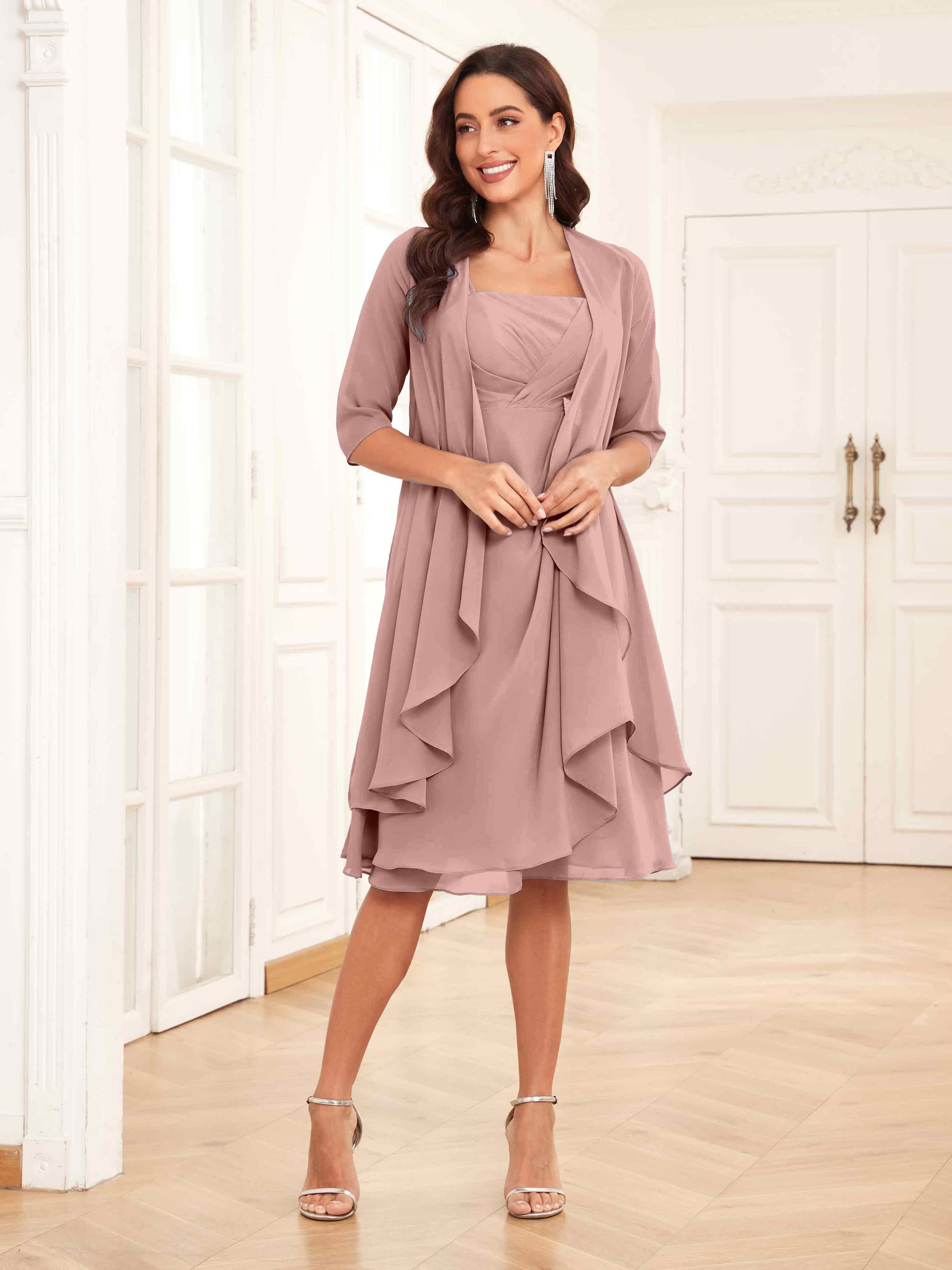 Dusty rose mother of groom dress best sale